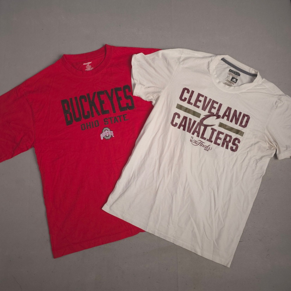 Lot (2) Adidas & Pro Edge Buckeyes + Cleveland Cavaliers‎ T-Shirts XL LeBron